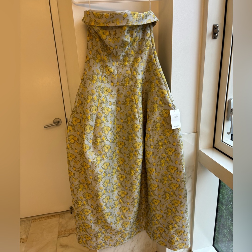 Simkhai, Octavia Jacquard Strapless Gown, Size 8, Buttercream Floral, NWT